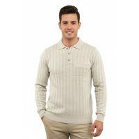 Erkek Polo Yaka Kazak Cepli Çelik Örgü Klasik Kalıp 5203F BGL-ST04851