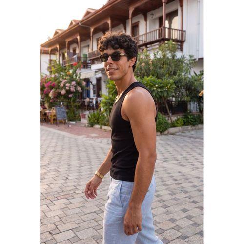 Valmont Premium Regular Fit Fitilli Kaşkorse Kumaş Erkek Atlet - 2 Siyah