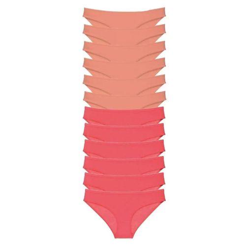 12 Adet Eko Set Likralı Kadın Slip Külot Pudra Fuşya