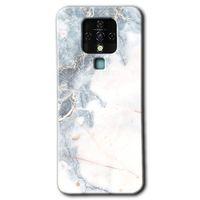 MRCİLETİSİM Tecno Camon 16 Kılıf HD Desen Baskılı Arka Kapak+Temperli Cam - White Marble
