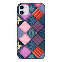 Apple Iphone 11 Kılıf Patchwork (39) Liquid Crystal Kılıf Şeker Pembe Bordo