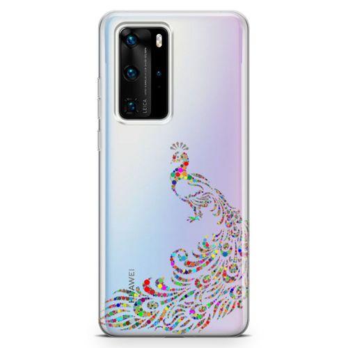Huawei P40 Pro Kılıf Tavus Kuşu Rengarenk Arka Kapak Koruma Desenli Full Koruyucu