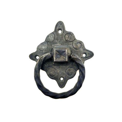 Antika Tarz Dekoratif Pirinç Mobilya Kulbu, Kapı Kilit Halkası - 94x97 Mm, Büyük, Oksit