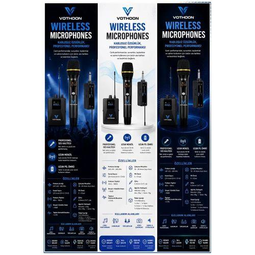 Wireless Mikrofon Sistemi Uhf Kablosuz El Mikrofonu Profesyonel Ses Performansı 50 Mt Menzil