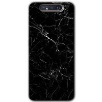 Potkal Hediye Fabrikası Samsung Galaxy A80 Kılıf HD Desen Baskılı Arka Kapak - Siyah Mermer