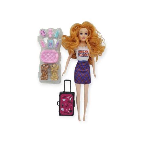 Puppy Bella 30 cm Bebek ve Köpek Bakım Seti - Mor Elbise