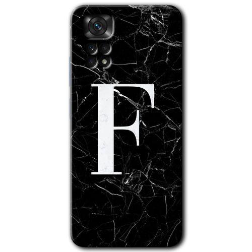Potkal Hediye Fabrikası Xiaomi Redmi Note 11 Pro 5G Kılıf HD Desen Baskılı Arka Kapak - Siyah Mermer Desenli F Harfi
