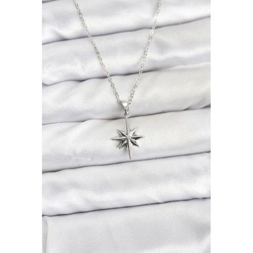 316L Çelik Zincir Gümüş Renk Kutup Yıldızı Model Kadın Kolye