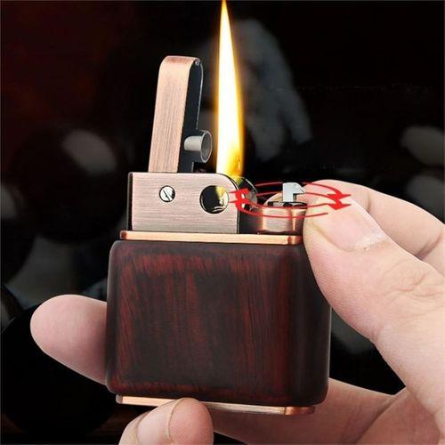 Ahşap Retro Benzinli Gazyağı Çakmağı Rüzgar Geçirmez Tasarım