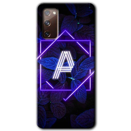 MRCİLETİSİM MRCİLETİSİM Samsung Galaxy S20 FE Kılıf HD Desen Baskılı Arka Kapak + Temperli Cam - Dark Neon Yaprak A Harfi