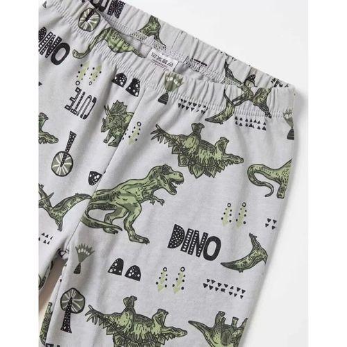 4/10 Yaş Dino Baskılı Pamuk Penye Çocuk Pijama Takımı