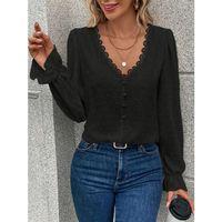 Kadın Uzun Kollu V Yakalı önden Düğmeli Bluz