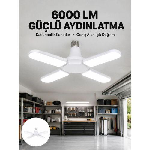 Enerji Tasarruflu Led Ampül 60 Watt 4 Kollu Beyaz Işık Yeni Nesil