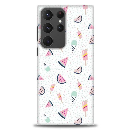 Samsung Galaxy S23 Ultra Kılıf HD Baskılı Kılıf - Dondurma ve Karpuz + Tam Ekran Koruyucu