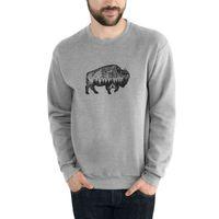 Silhouette Buffalo Baskılı Gri Erkek Sweatshirt
