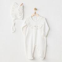 Andywawa Andywawa AC24504 Petit Love Bebek Tulum Takım Ekru
