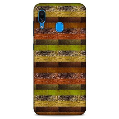 Samsung Galaxy A30 Kılıf Patchwork (48) Bumper Kılıf Kahve Yeşil