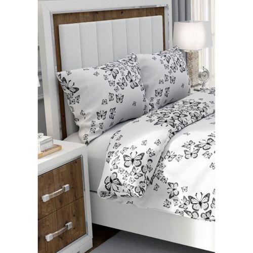 Nevresim Seti Desenli 200x220 cm Çarşafsız Pamuklu Beyaz Kelebek