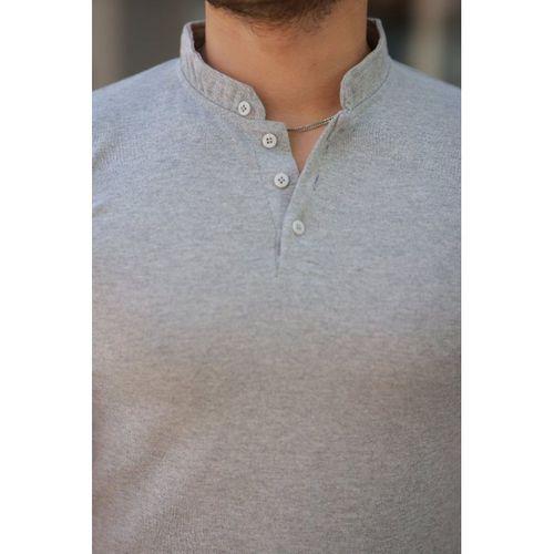 Erkek Hakim Yaka Dokuma Pamuklu Kumaş Kısa Kollu T-shirt