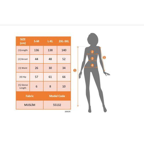 Kadın Kısa Kollu Kruvaze Yakalı Beli Lastikli Müslim Elbise