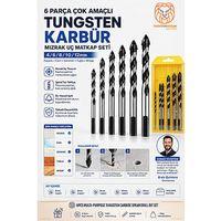 6 Parça Çok Amaçlı Tungsten Karbür Mızrak Uç Matkap Seti Fayans Cam Seramik Tuğla Ahşap Delme Ucu Takımı 723530