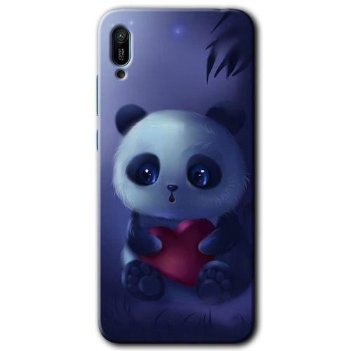 Huawei Y6 2019 Kılıf HD Desen Baskılı Arka Kapak + Temperli Cam - Bebek Panda