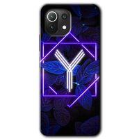 MRCİLETİSİM Xiaomi Mi 11 Lite Kılıf Kapak - Dark Neon Yaprak Y Harfi +Hayalet Ekran Yandan Gözükmez