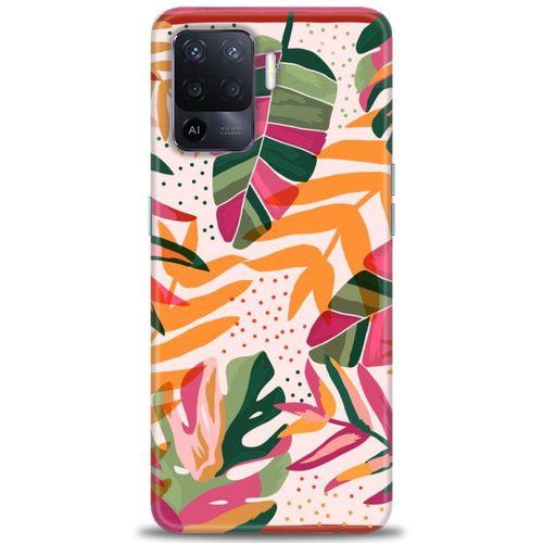 Oppo Reno 5 Lite Kılıf HD Baskılı Kılıf - Turuncu Pembe + Tam Ekran Koruyucu