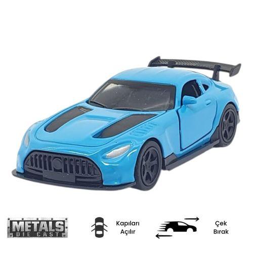 Çek Bırak Metal Küçük Arabalar 8 cm - 6411A - Mavi