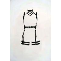 Siyah Jartiyer Harness Deri Vücut Tokalı Aksesuar - Brf1301