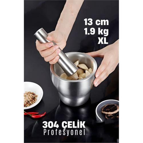 Modacar XL 13 CM Sarımsak Ezici Sarımsak Havanı 304 Paslanmaz Çelik
