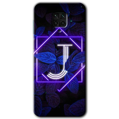 Xiaomi Redmi Note 9 Pro Kılıf HD Desen Baskılı Arka Kapak - Dark Neon Yaprak J Harfi