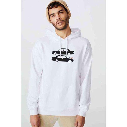 Şahin Baskılı Beyaz Erkek Kapşonlu Sweatshirt