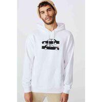 Şahin Baskılı Beyaz Erkek Kapşonlu Sweatshirt