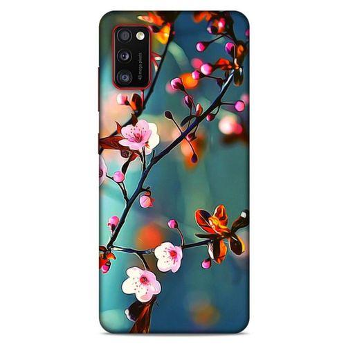 Lopard Samsung Galaxy A41 Uyumlu Kılıf Bahar (45) Liquid Air Kılıf Beyaz Pembe Çiçek