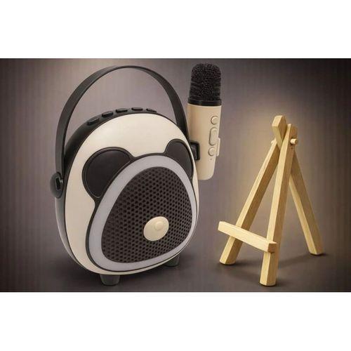 Çocuklara Özel Retro Tasarımlı Bluetooth Karaoke Mikrofon Ve Ahşap Tripodlu –koyu Kahverengi