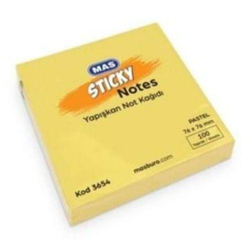 Mas Postit 100 Yaprak 76X76 Yapışkanlı Not Kağıdı Sarı - 3 adet