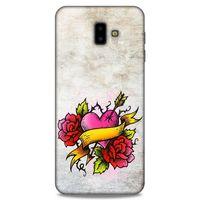 Lopard Samsung Galaxy J6 Plus Uyumlu Kılıf Tattoo's (12) Koruyucu Silikon Gri Pembe