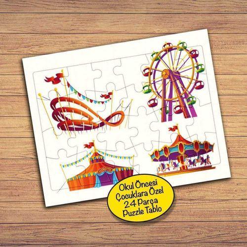 Lunapark Oyuncakları 24 Parça Çocuklara Özel Yapboz Tablo-441711