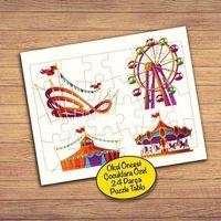 Lunapark Oyuncakları 24 Parça Çocuklara Özel Yapboz Tablo-441711
