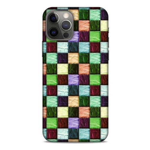 Apple iPhone 12 Pro Kılıf Patchwork (6) Silikon Kılıf Su Yeşili