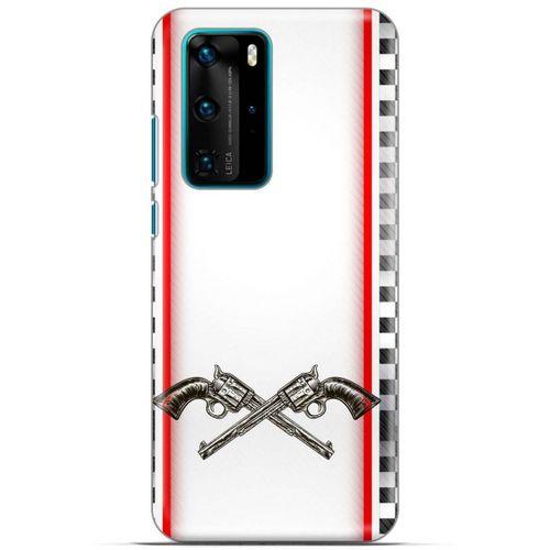 Lopard Huawei P40 Pro Uyumlu Kılıf Tattoo's (28) Arka Kapak Tabanca Sövmesi