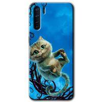 BeRa Aksesuar Oppo A91 Kılıf Baskılı Kapak - Çılgın Kedi +Tam Kaplayan Mat Seramik