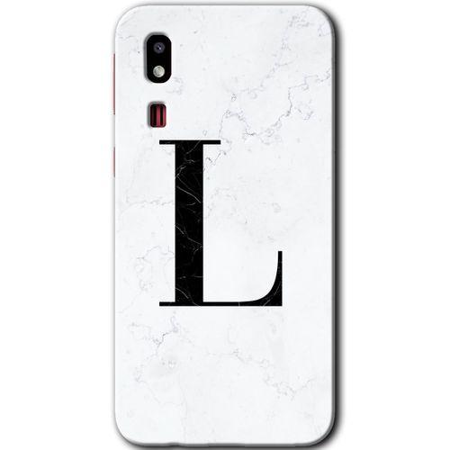 Potkal Hediye Fabrikası Samsung Galaxy A2 Core Kılıf HD Desen Baskılı Arka Kapak - Beyaz Mermer Desenli L Harfi