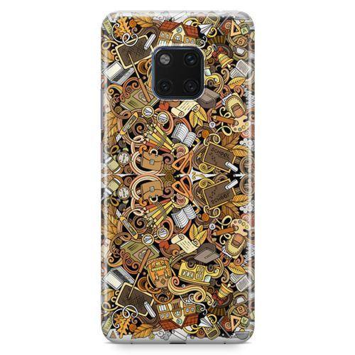 Huawei Mate 20 Pro Kılıf Eğitimci Doodle Arka Kapak Koruma Desenli Full Koruyucu