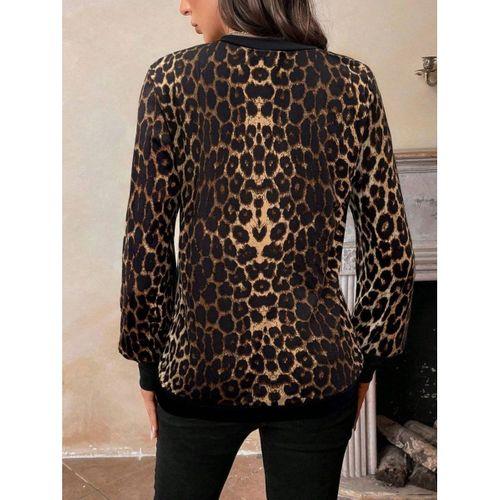 Kadın Uzun Kollu V Yakalı Desenli Süprem Bluz