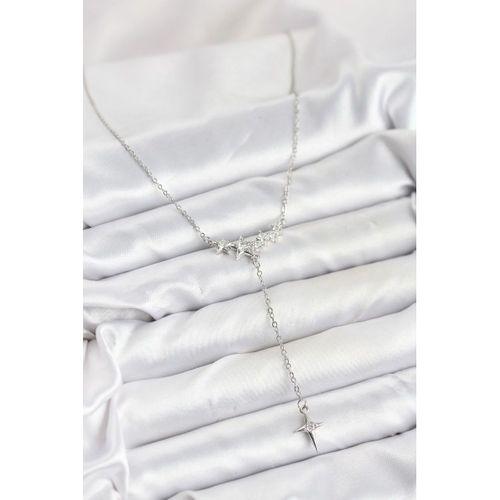 316L Çelik Zincir Gümüş Renk Yıldız Model Y Kadın Kolye