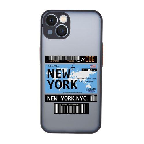 iPhone 13 Uyumlu New York Desenli Kamera Korumalı Buzlu Şeffaf Lüx Telefon Kılıfı