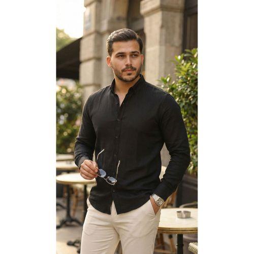 Erkek Uzun Kollu Rahat Keten Gömlek