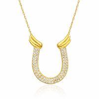 Gümüş Gold Zirkon Taşlı Nal Kadın Kolye